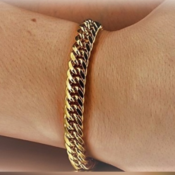 Mens "Marc" Real 18K Gold Plated Cuban Bracelet - Picture 2 of 2